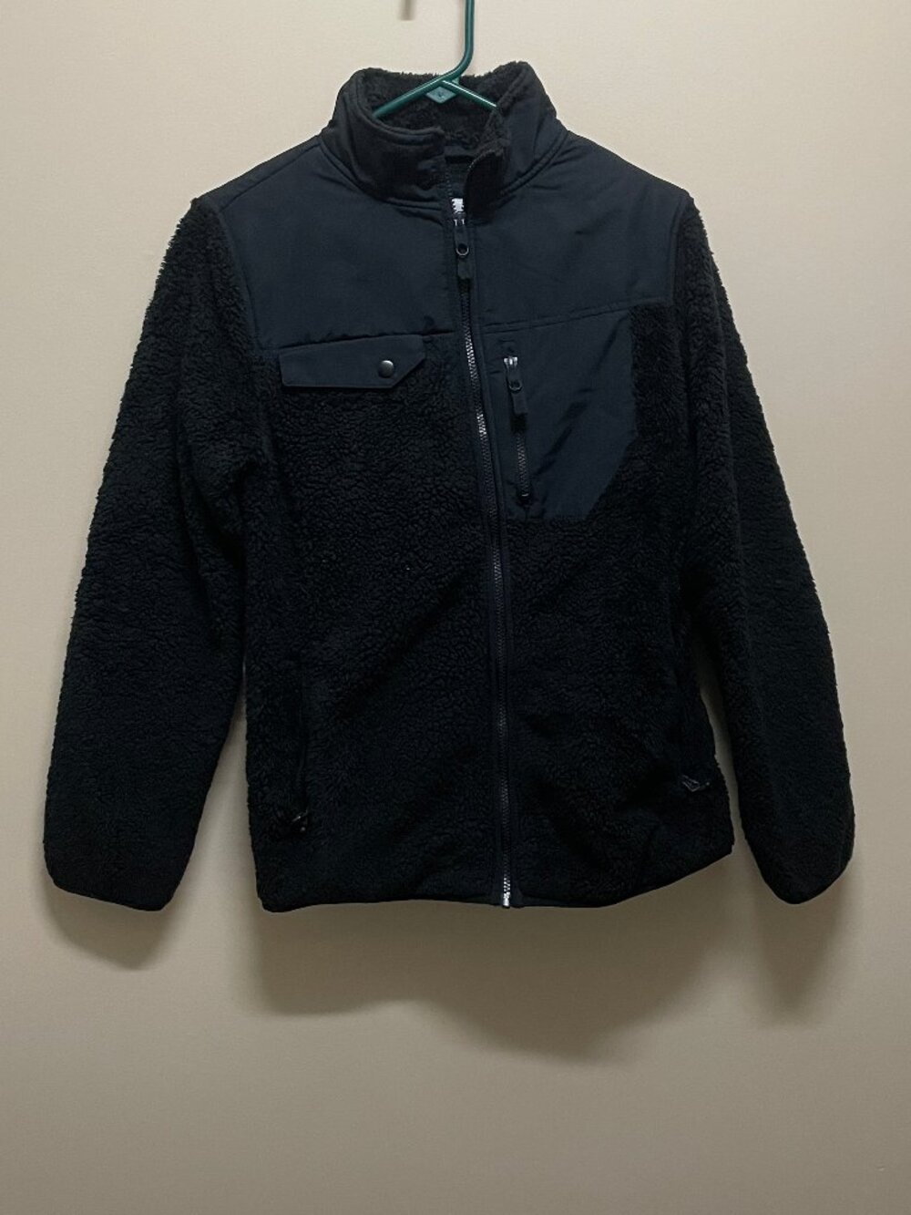 Goodfellow Cozy Black Jacket S Fluffy Faux Fur Zipper Pockets